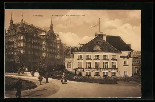 AK Hamburg-Neustadt, Alsterpavillon mit Hamburger Hof