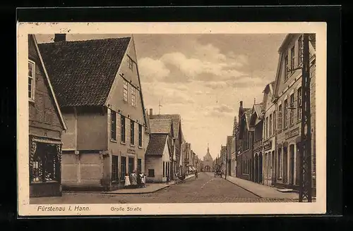 AK Fürstenau i. Hann., Grosse Strasse mit Kirche