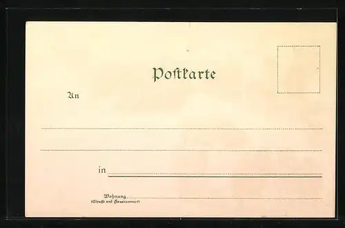 Lithographie Warburg, Ortsansicht, Sackturm, Krieger-Denkmal