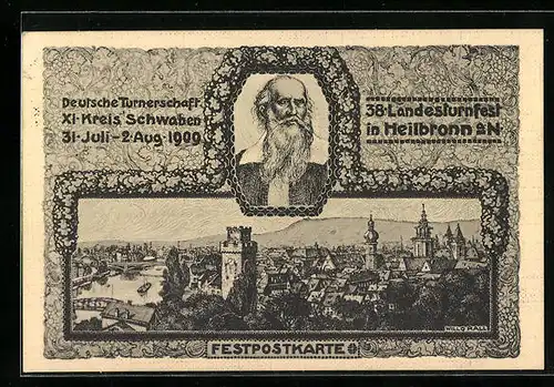 AK Heilbronn a. N., 38. Landesturnfest 1909, Ortsansicht