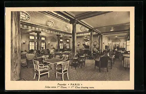 AK Passagierschiff Paris, Salon mixte 1. Classe
