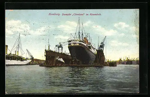 AK Hamburg, Dampfer Cleveland im Riesendock