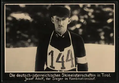 Fotografie Deutsch-Österreichische Skimeisterschaft in Tirol, Josef Adolf Sieger im Kombinationslauf