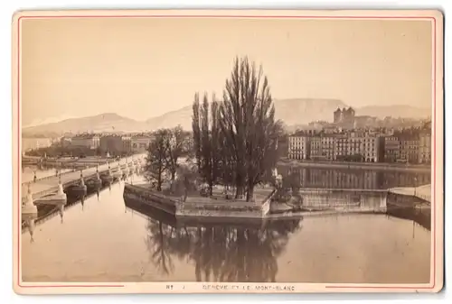 Fotografie Garcin, Geneve, Ansicht Genf, Blick auf die Stadt mit Mont Blanc