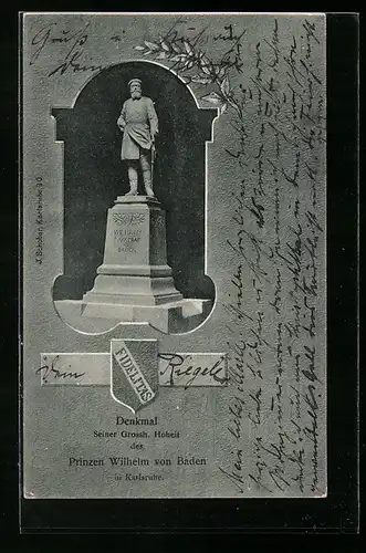 AK Karlsruhe, Denkmal Seiner Grossh. Hoheit des Prinzen Wilhelm von Baden