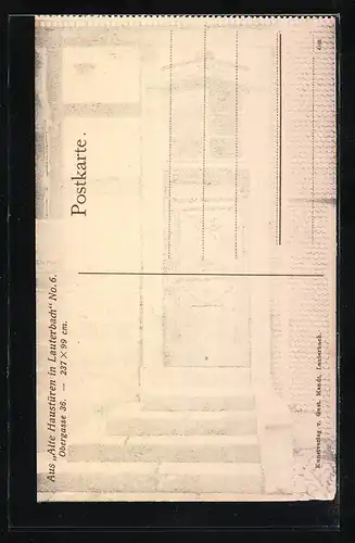 AK Lauterbach, Agentur der Gothaer Feuer-Versicherungsbank, Alte Haustür, Obergasse 36