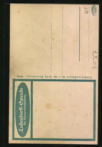 Künstler-AK Ludendorff-Spende für Kriegsbeschädigte, Kriegshilfe, Arbeiter bei der Aussaat auf dem Feld