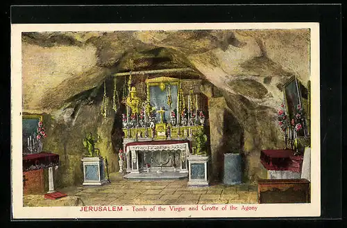 Künstler-AK Jerusalem, Tomb of the Virgin and Grotte of the Agony
