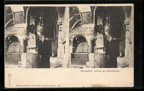 Stereo-AK Jerusalem, Inneres der Grabeskirche