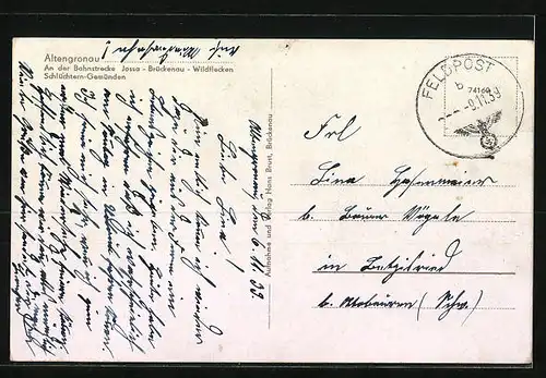 AK Altengronau, Ortsansicht mit Ziegenberg und Frauenberg