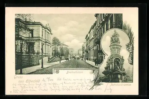 AK Elberfeld, Märchenbrunnen, Breitestrasse