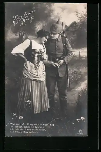 Foto-AK RPH Nr. 4926 /4: Ein treues Herz, Was auch der Krieg..., Soldat mit Frau