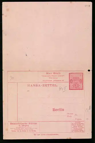 Klapp-AK Hansa-Zettel, Hansa Berliner Verkehrsanstalt, Private Stadtpost