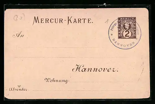 AK Mercur-Karte, Private Stadtpost Mercur, Hannover, Ganzsache