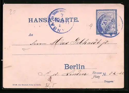 AK Hansa-Karte, Hansa Berliner Verkehrsanstalt, Ganzsache