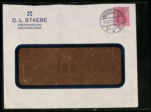 Briefumschlag Aschersleben, Eisenhandlung C. L. Staebe, Ganzsache