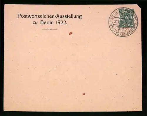 Briefumschlag Berlin, Postwertzeichen-Ausstellung 1922, Ganzsache 4 Pfg.