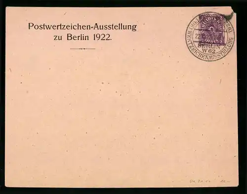 Briefumschlag Berlin, Postwertzeichen-Ausstellung 1922, Ganzsache 2 Pfg.