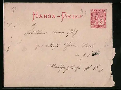 Briefumschlag Private Stadtpost Berliner Verkehrs-Anstalt Hansa
