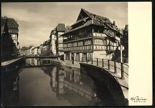 Foto-AK Friedrich Franz Bauer: Strassburg, Fachwerkhäuser am Pflanzbad