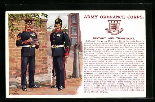 Künstler-AK Army Ordnance Corps, britische Artillerie, Uniformen, Regiment