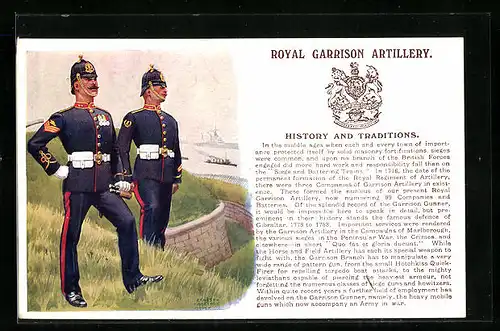 Künstler-AK Royal Garrison Artillery, Uniformen, History and Traditions, Regiment