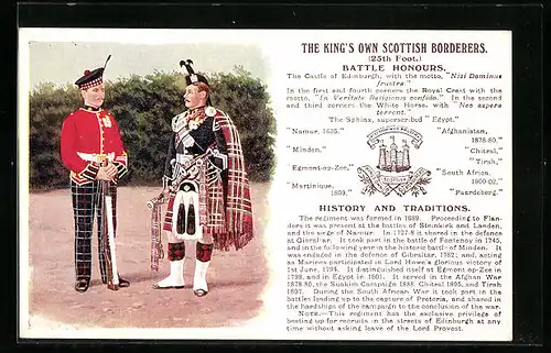 Künstler-AK The King`s Own Scottish Borderers, 25th Foot., Britische Soldaten in Uniform