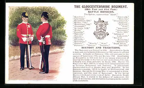 Künstler-AK The Gloucestershire Regiment, 28th Foot and 61st Foot., britische Soldaten in Uniform