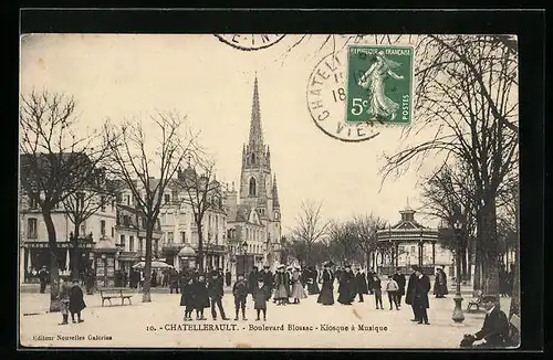AK Chatellerault, Boulevard Blossac, Kiosque à Musique