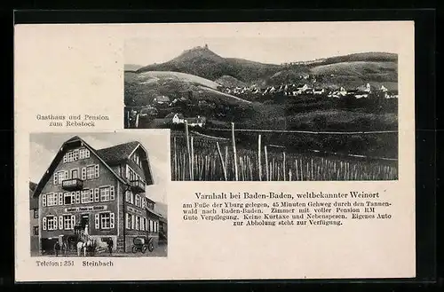 AK Varnhalt b. Baden-Baden, Gasthaus und Pension zum Rebstock, Weinberge