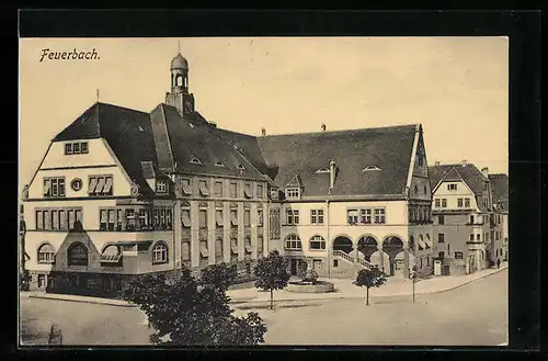 AK Feuerbach, Strassenpartie mit Schule