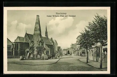 AK Norderney, Kaiser Wilhelm-Platz mit Denkmal