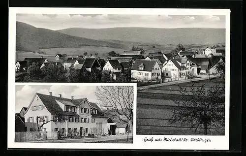 AK Michelau b. Waiblingen, Ortsansicht aus der Vogelschau, Gasthaus zum Lamm