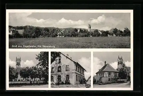 AK Zogenweiler b. Ravensburg, Ortsansicht mit Kirche