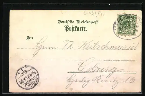 Lithographie Zeitz, Ortsansicht, Post, Schloss Moritzburg