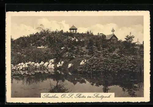 AK Beuthen /O.-S., Partie im Stadtpark