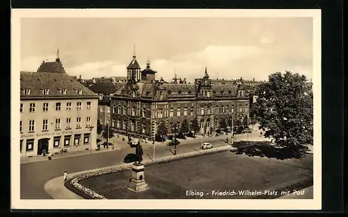 AK Elbing, Friedrich-Wilhelm-Platz mit Post