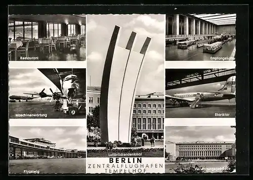 AK Berlin-Tempelhof, Maschinenwartung, Luftbrückendenkmal