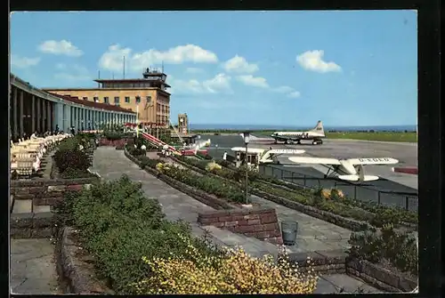 AK Stuttgart-Echterdingen, Flughafen, Aussichtsterrasse und Flugzeuge