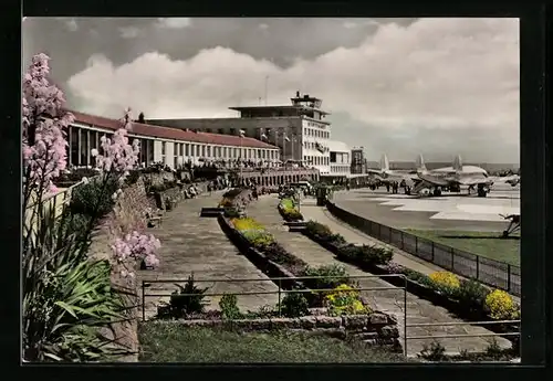 AK Stuttgart, Flughafen, Aussichtsterrasse und Flugzeug