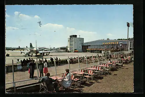 AK Hannover, Flughafen, Aussichtsterrasse, Flugzeug der PAN AM