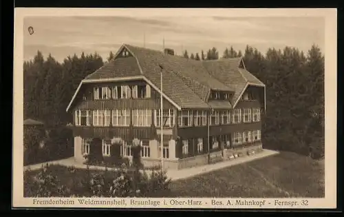 AK Braunlage i. Oberharz, Fremdenheim Weidmannsheil