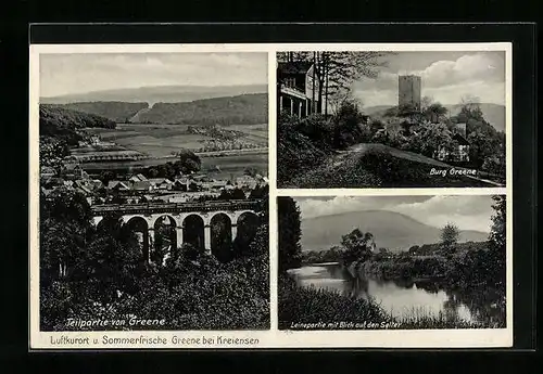 AK Greene bei Kreiensen, Burg, Ortsansicht mit Viadukt