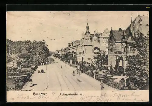 AK Hannover, Tiergartenstrasse mit Passanten
