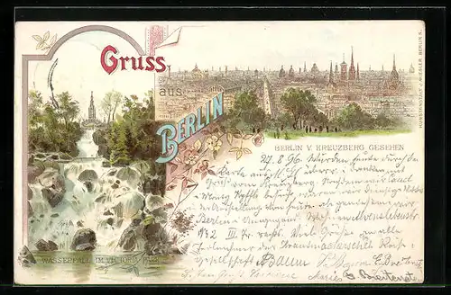Lithographie Berlin, Ausblick vom Kreuzberg