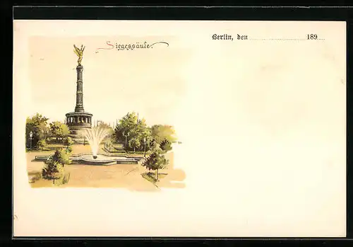 Lithographie Berlin-Tiergarten, Siegessäule