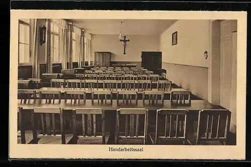 AK Bamberg, Erzbischöfl. Friedrich v. Schreiber`sche Stiftung, Handarbeitssaal, Stefansplatz 1 u. 2