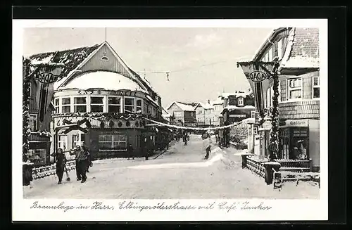 AK Braunlage im Harz, Elbingeröderstrasse mit Café Junker