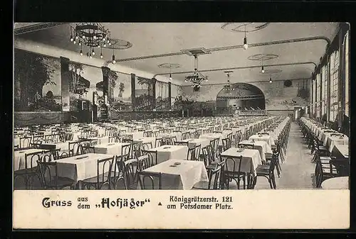 AK Berlin, Gasthaus Hofjäger, Königgrätzerstrasse 121, Innenansicht