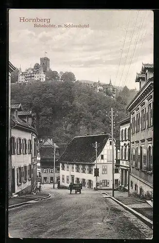 AK Hornberg, Partie in der Bahnhofstrasse mit Blick auf das Schlosshotel